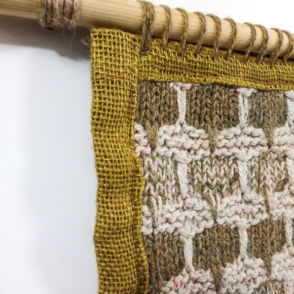 Wall fiber art macramé knit recycled handmade sweater vintage - Picture 9 of 9